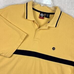 VTG Ocean Pacific OP Polo Shirt Men L Yellow Black Striped Beach Surf Preppy Y2K